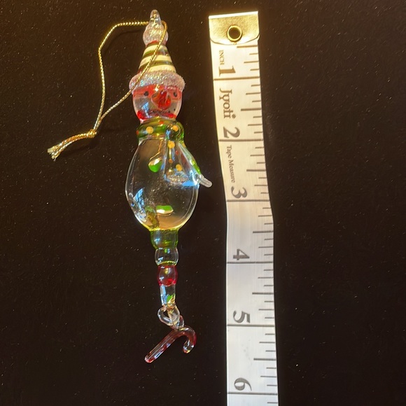 3 glass Snowmen Christmas ornaments with dangling candy canes - Picture 5 of 5